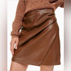 NWOT Aritzia Wilfred Angie Vegan Leather Wrap Skirt Cognac